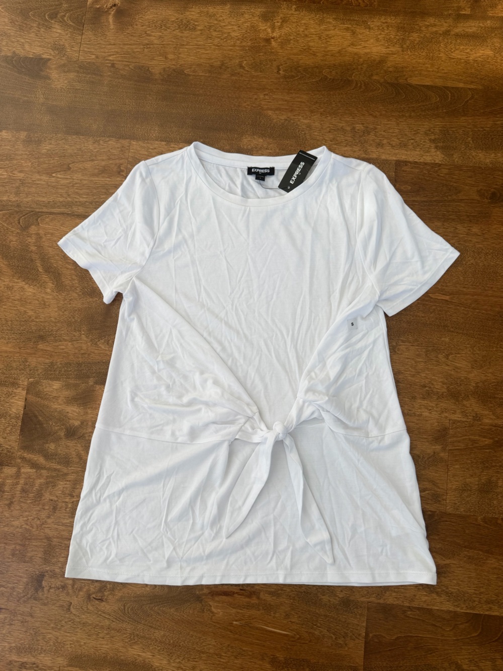 Express White Tie Front Short Sleeve Top Size S NWT